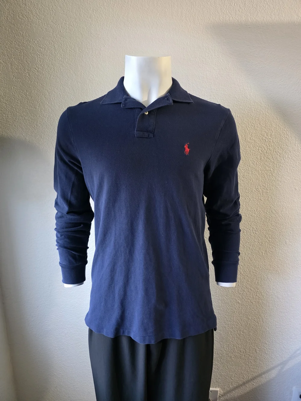 Polo by Ralph Lauren Navy Long-Sleeve Polo with Red Pony